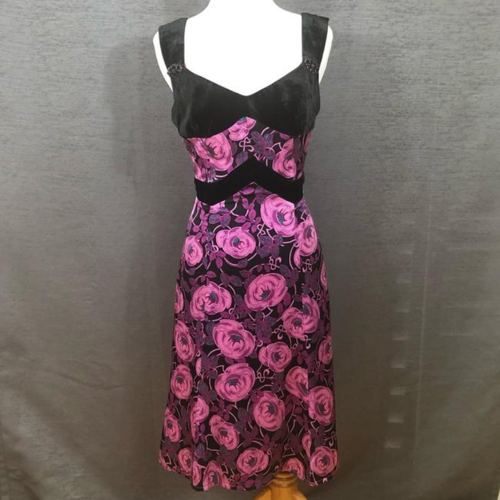 Floral Velvet Mix Cocktail Dress
